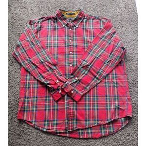 Vintage Tommy Hilfiger Plaid Long Sleeve Button Up Shirt Men's Large Red Stylish